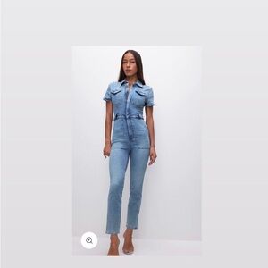 Good American Light Blue Denim Overalls - fit for success jumpsuit